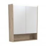 Fie LED Mirror Cabinet with Display Shelf & Scandi Oak Side Panels 750